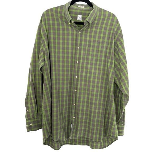 Peter Millar Button Down Shirt Men XXL Green Gray Plaid Preppy Casual Breathable - Picture 1 of 7